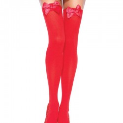 Kırmızı Fiyonklu Kırmızı Jartiyer Çorabı TM1211